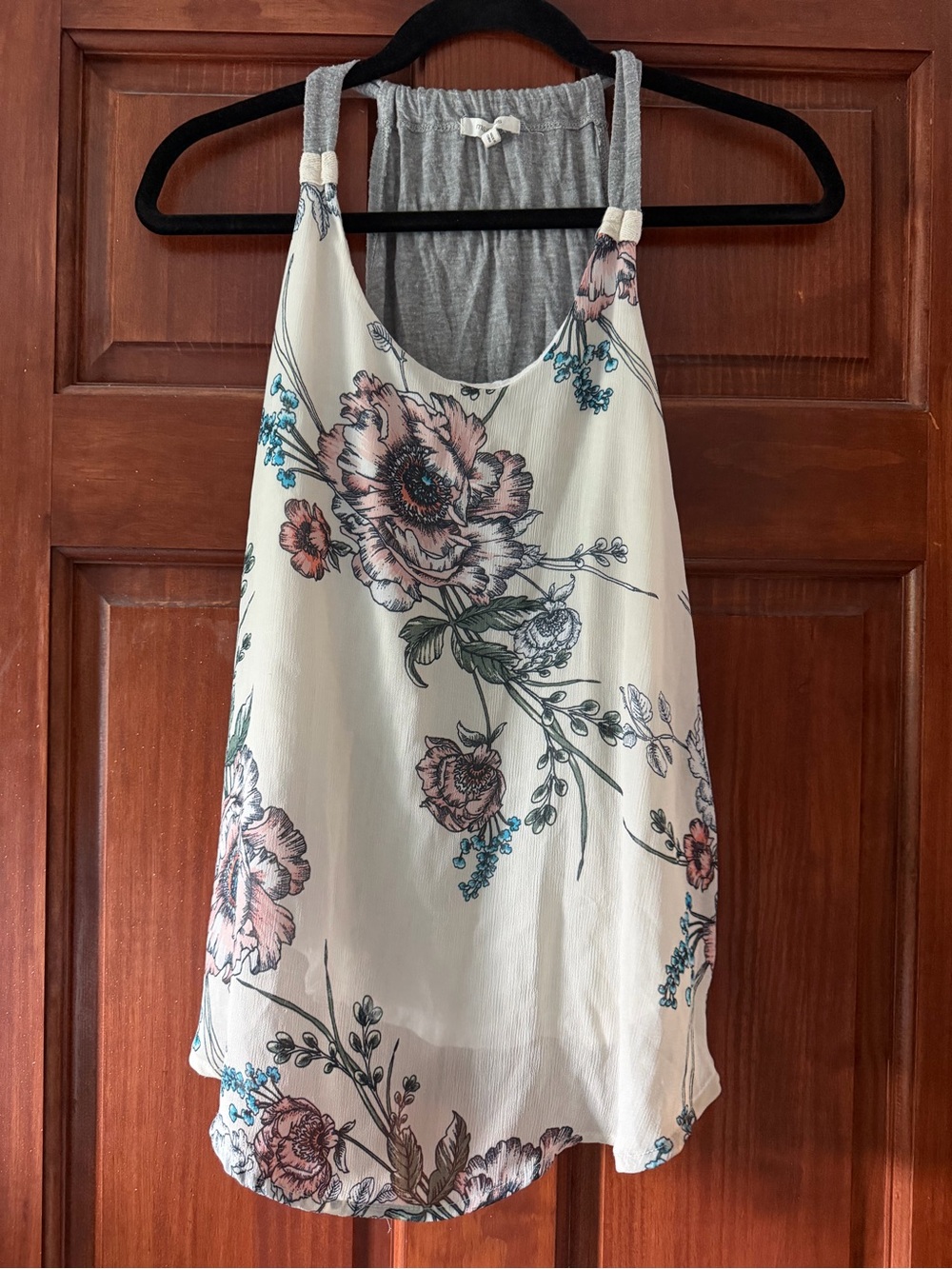 Maurices Floral Cream Racerback Camisole with Pink and Teal Accents